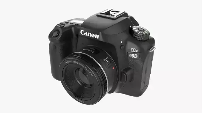 Canon EOS 90D DSLR camera 50mm STM Lens 01 3D model