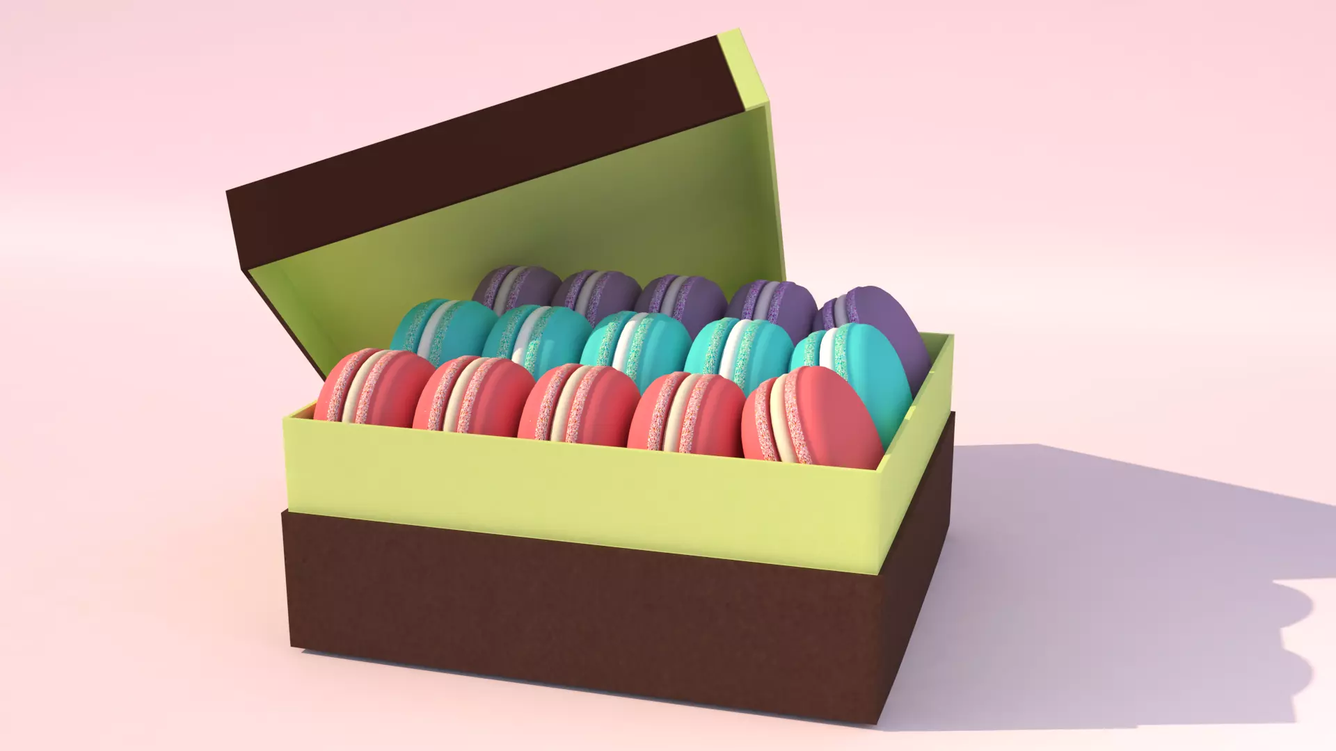 macarons in box Low-poly 3D model