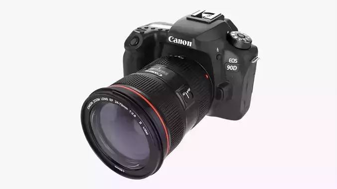 Canon EOS 90D DSLR and EF 24-70 II USM Lens 01 3D model