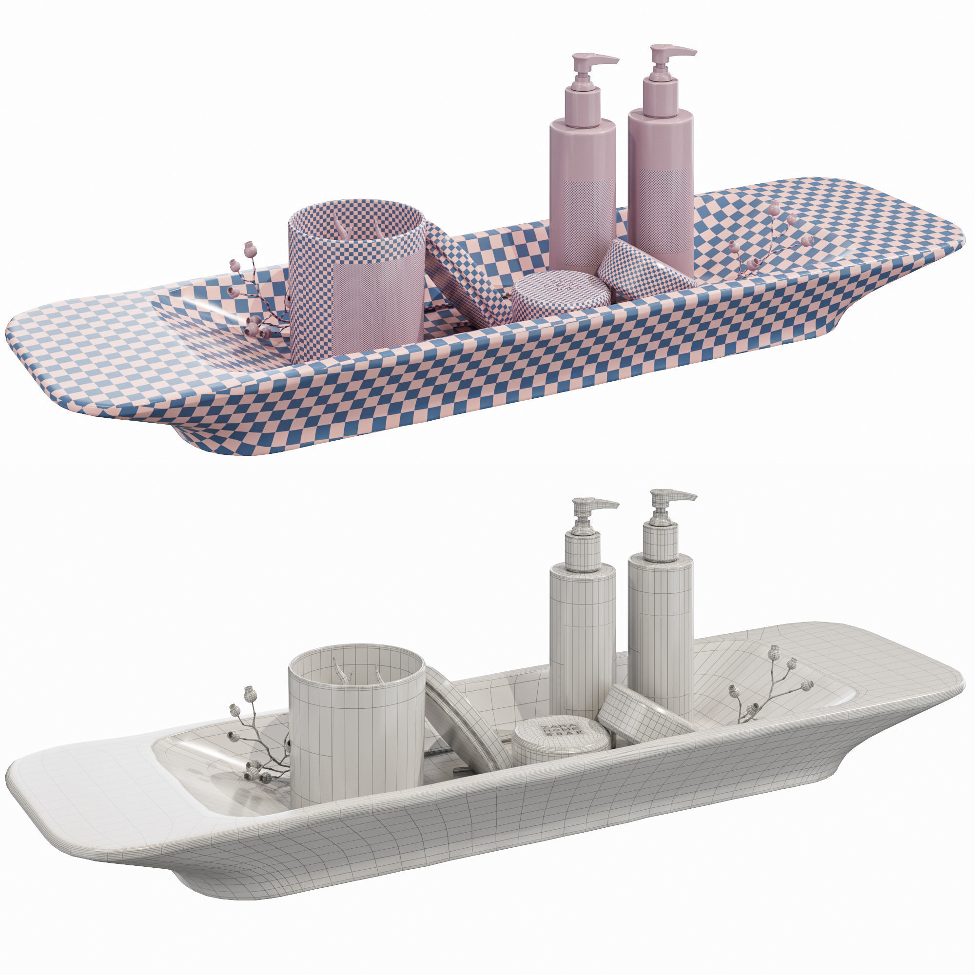 Zara Home teak wood tray 3D model CGTrader