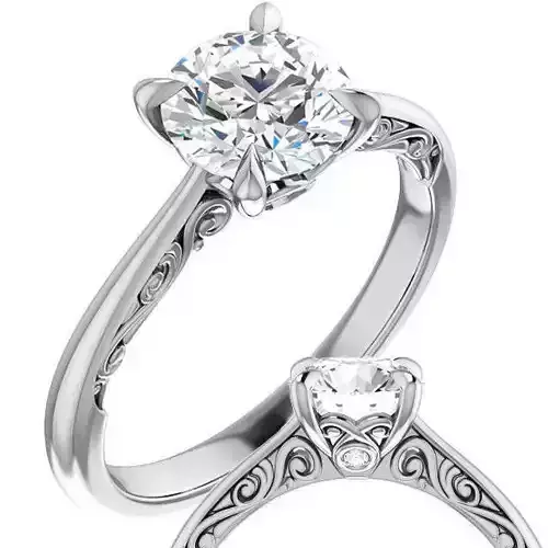 Round Engagement Scroll Accents Ring  3D print model