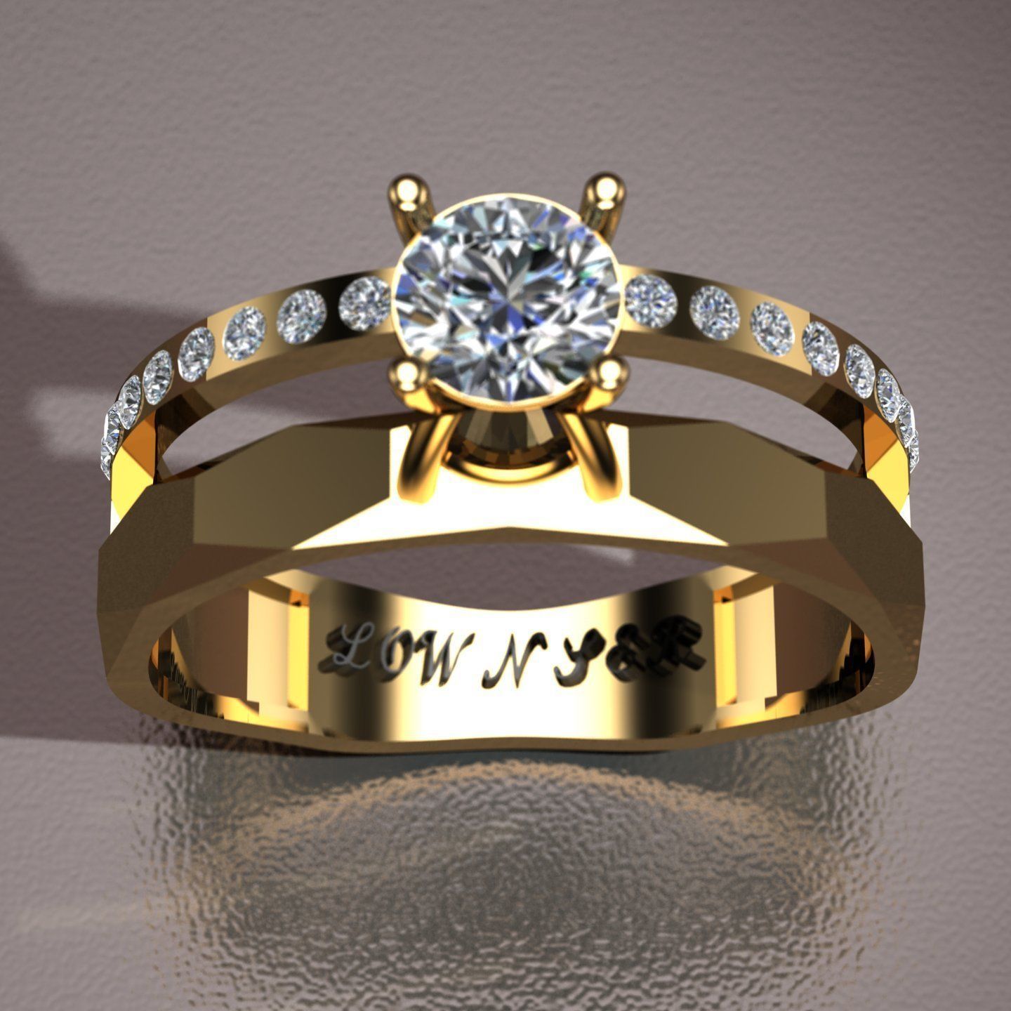 solitaire ring 3D print model_3