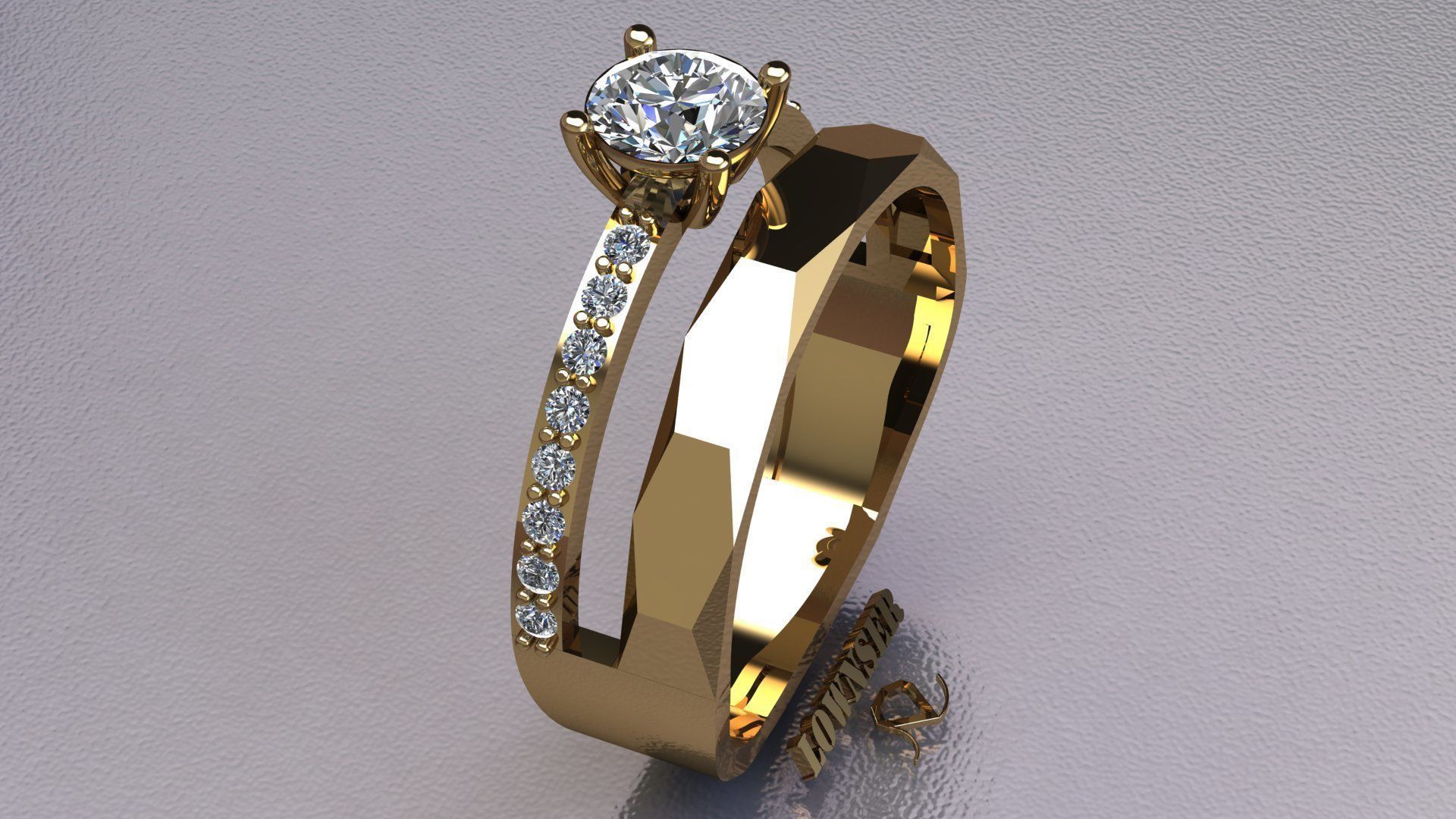 solitaire ring 3D print model_1