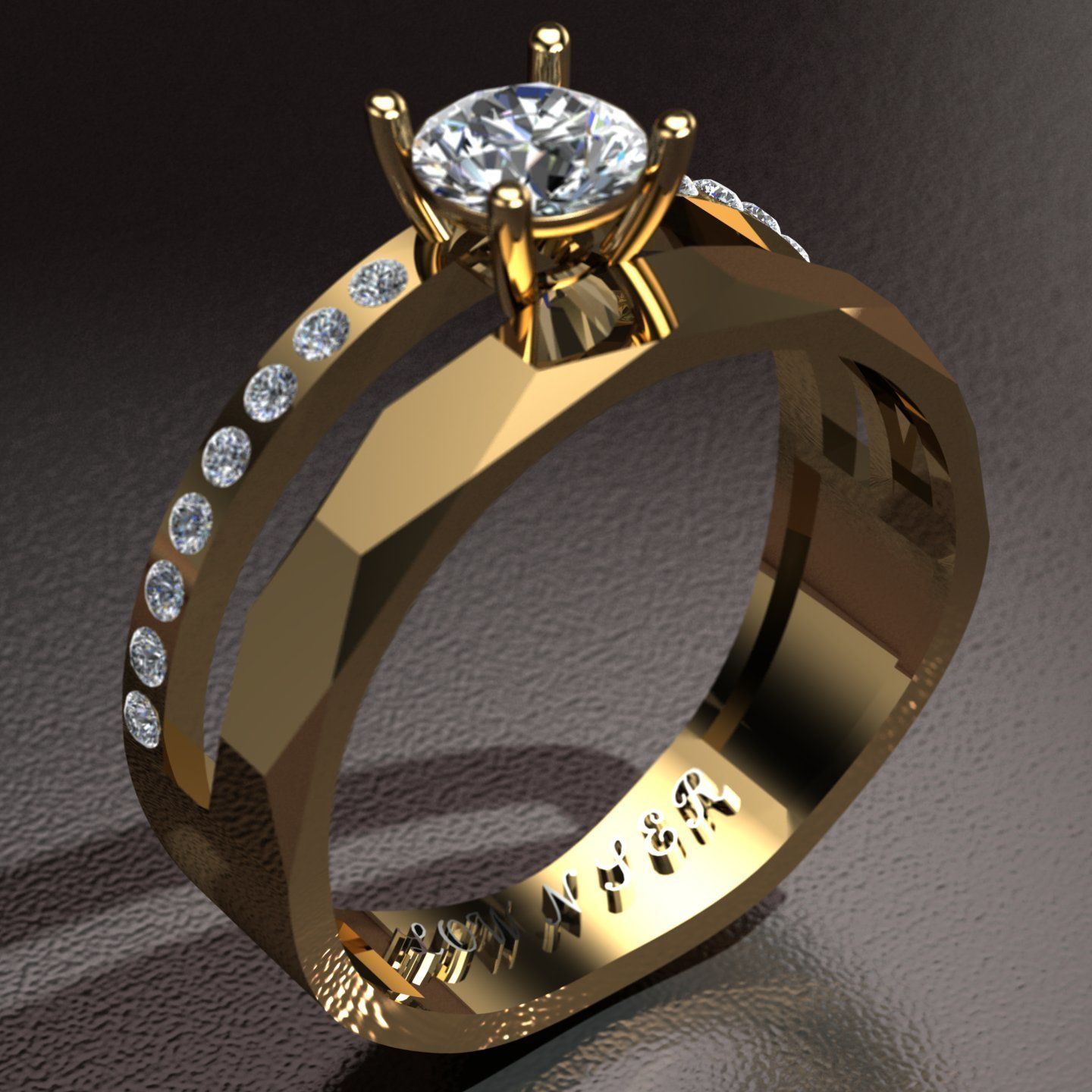 solitaire ring 3D print model_2