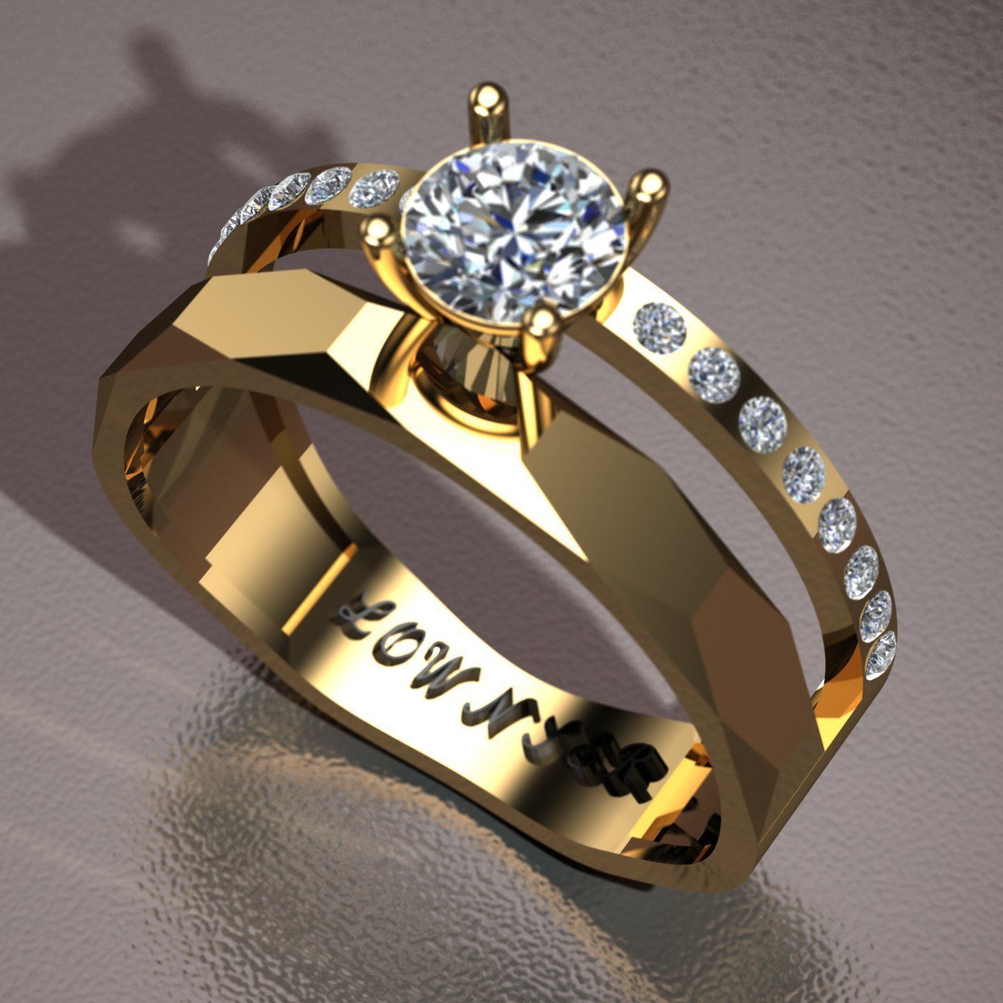 solitaire ring 3D print model_4