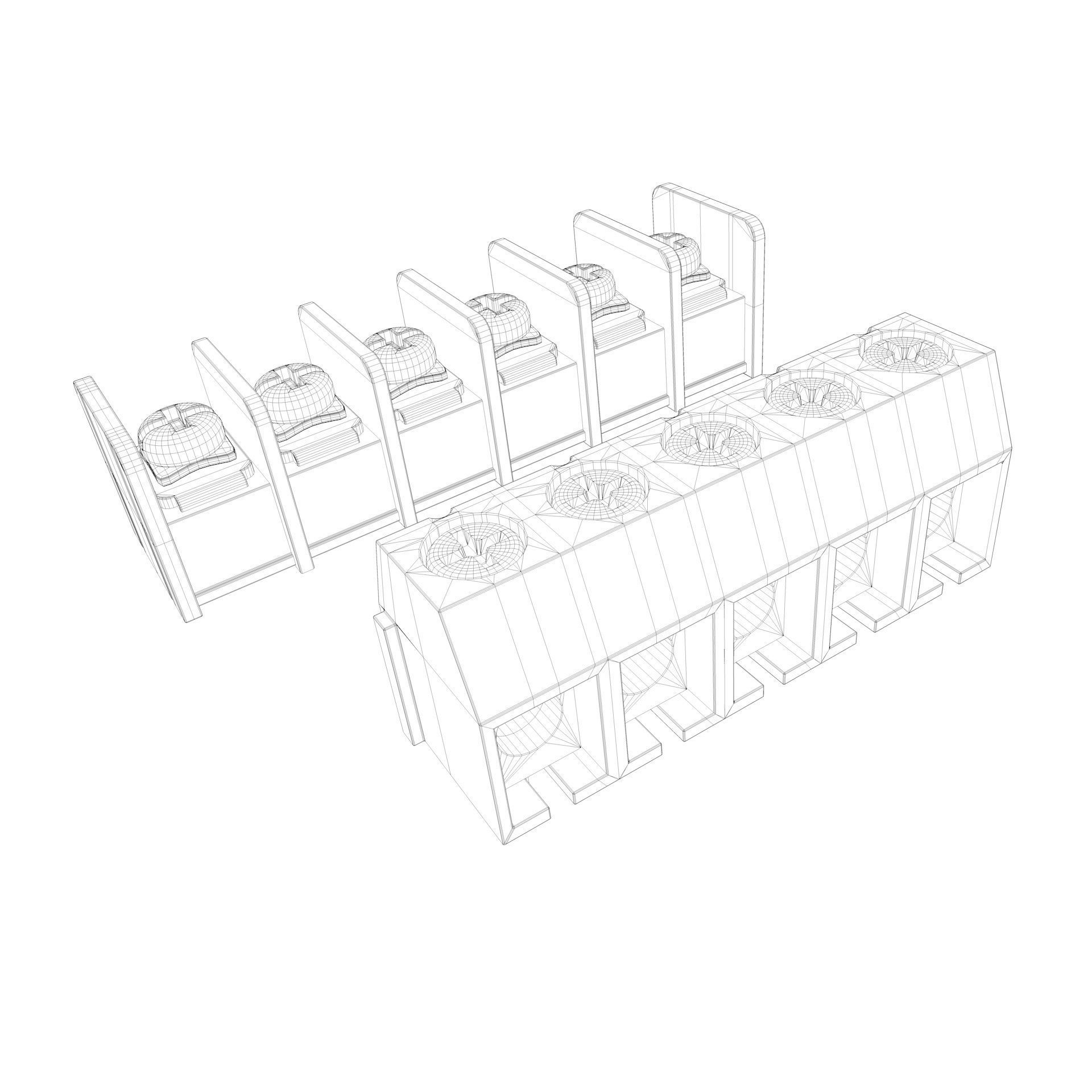 Electric terminal block and screw terminal 3D model_5