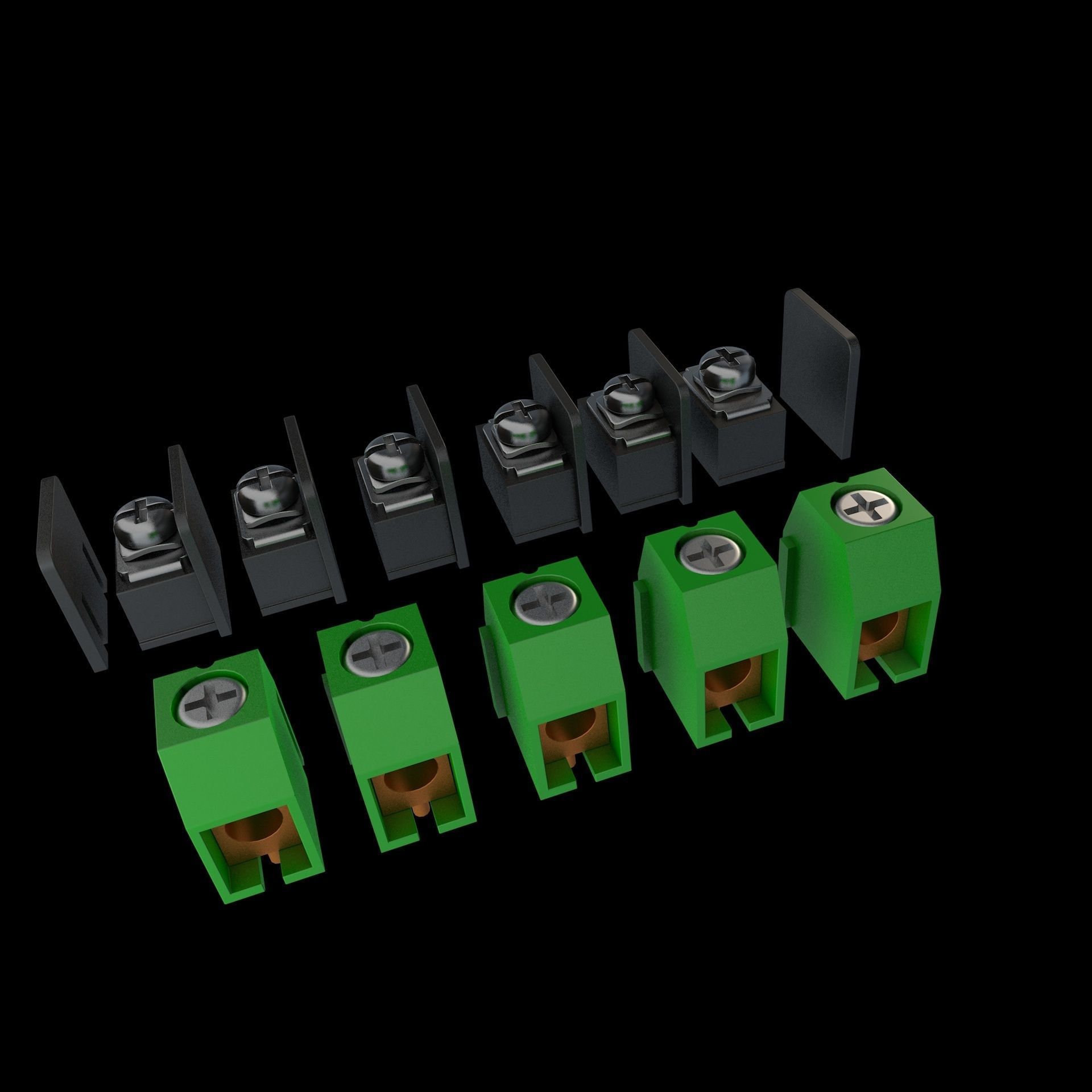 Electric terminal block and screw terminal 3D model_1