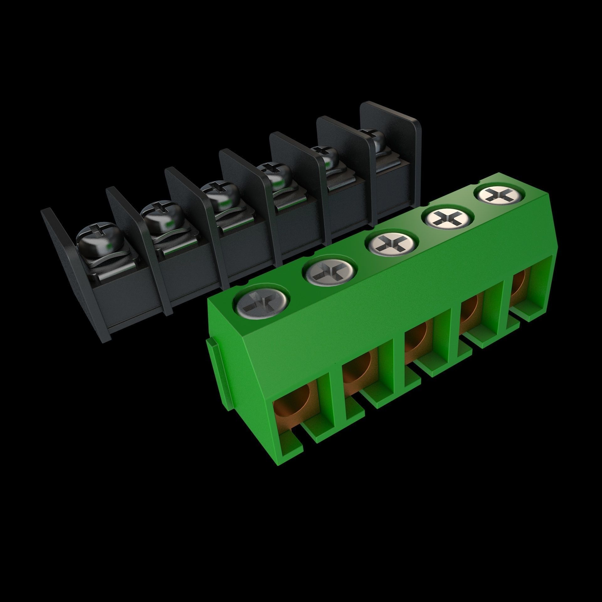 Electric terminal block and screw terminal 3D model_4