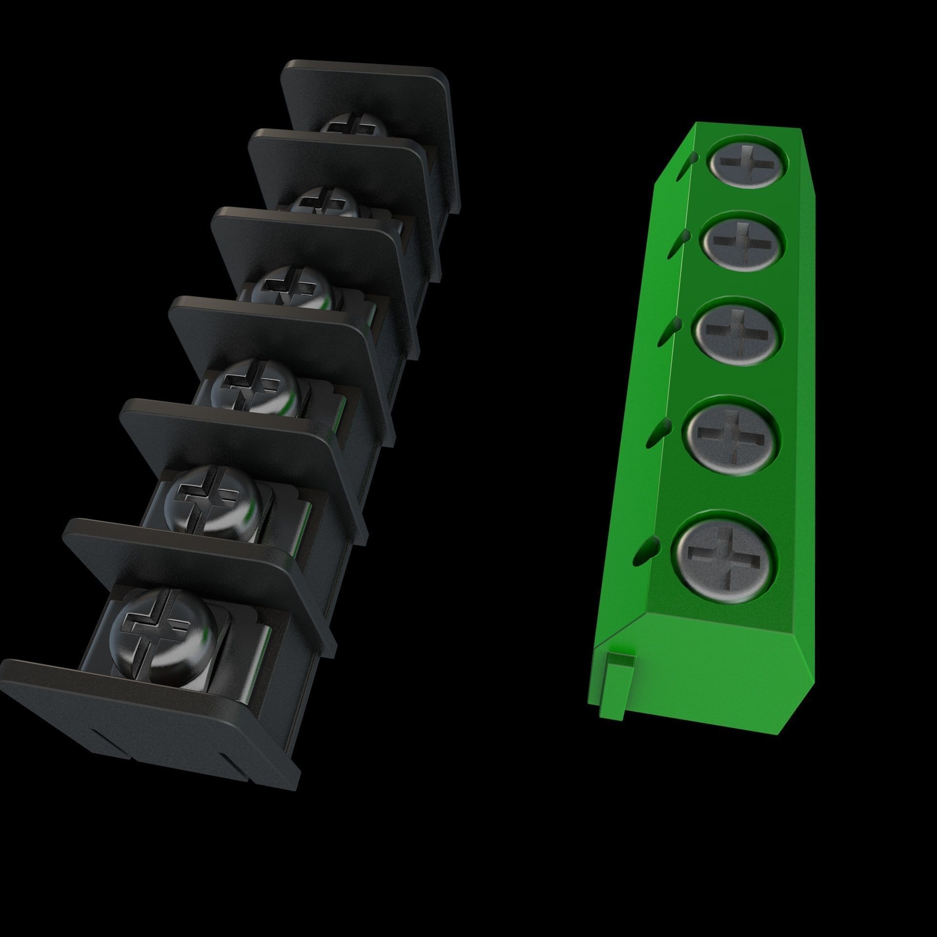 Electric terminal block and screw terminal 3D model_3