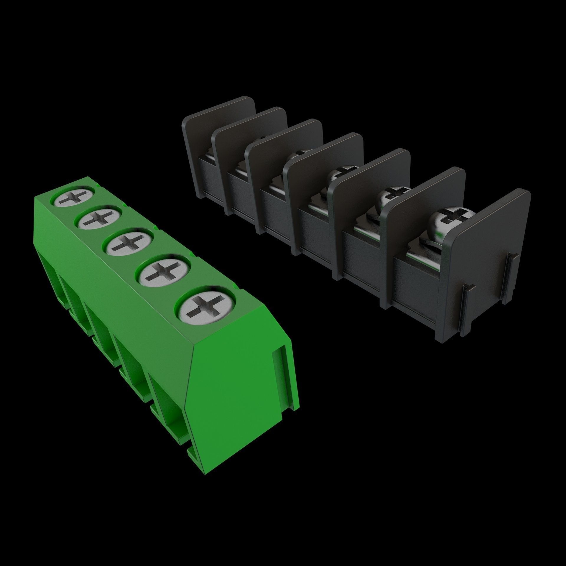 Electric terminal block and screw terminal 3D model_2