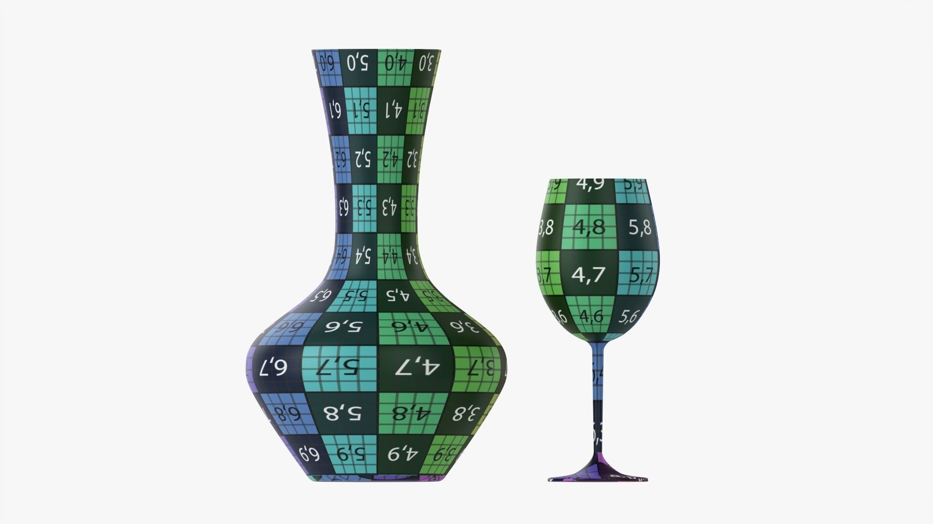 Decanter with wine glass Free 3D model_13