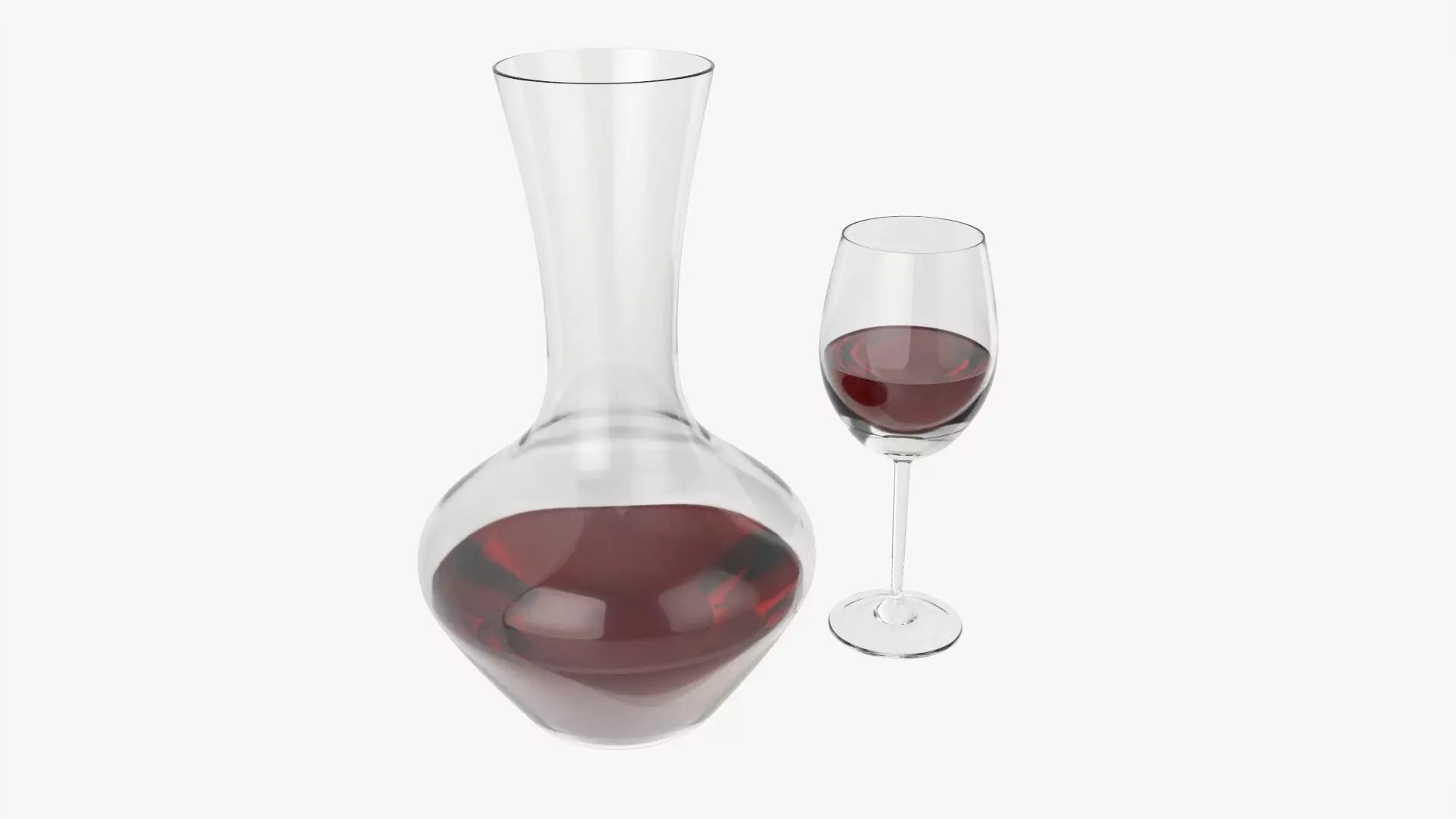 Decanter with wine glass Free 3D model_0