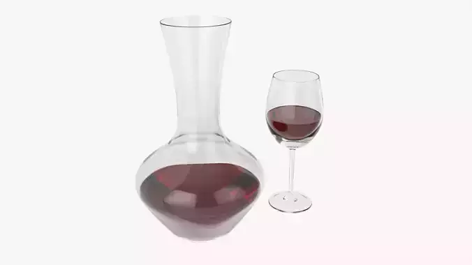 Decanter with wine glass Free 3D model
