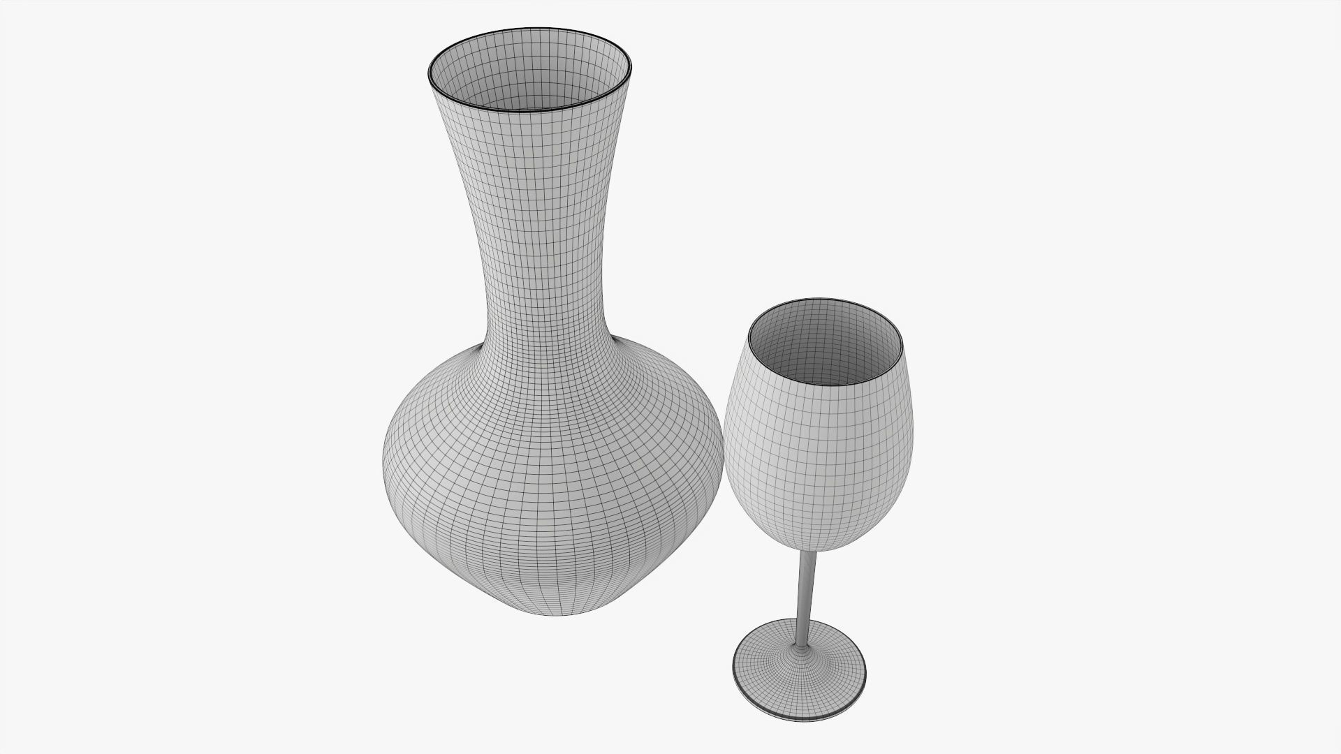 Decanter with wine glass Free 3D model_6