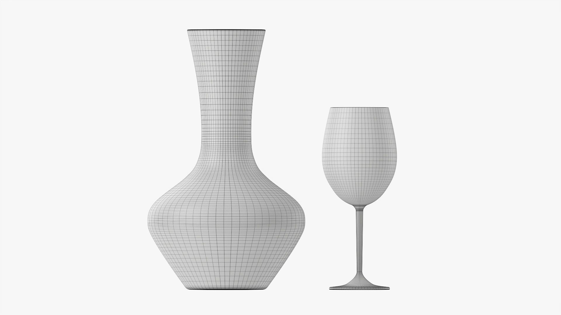 Decanter with wine glass Free 3D model_8