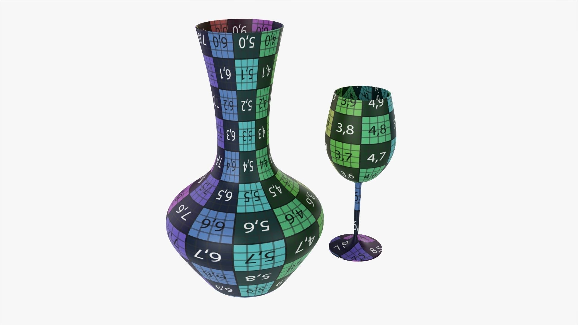 Decanter with wine glass Free 3D model_10