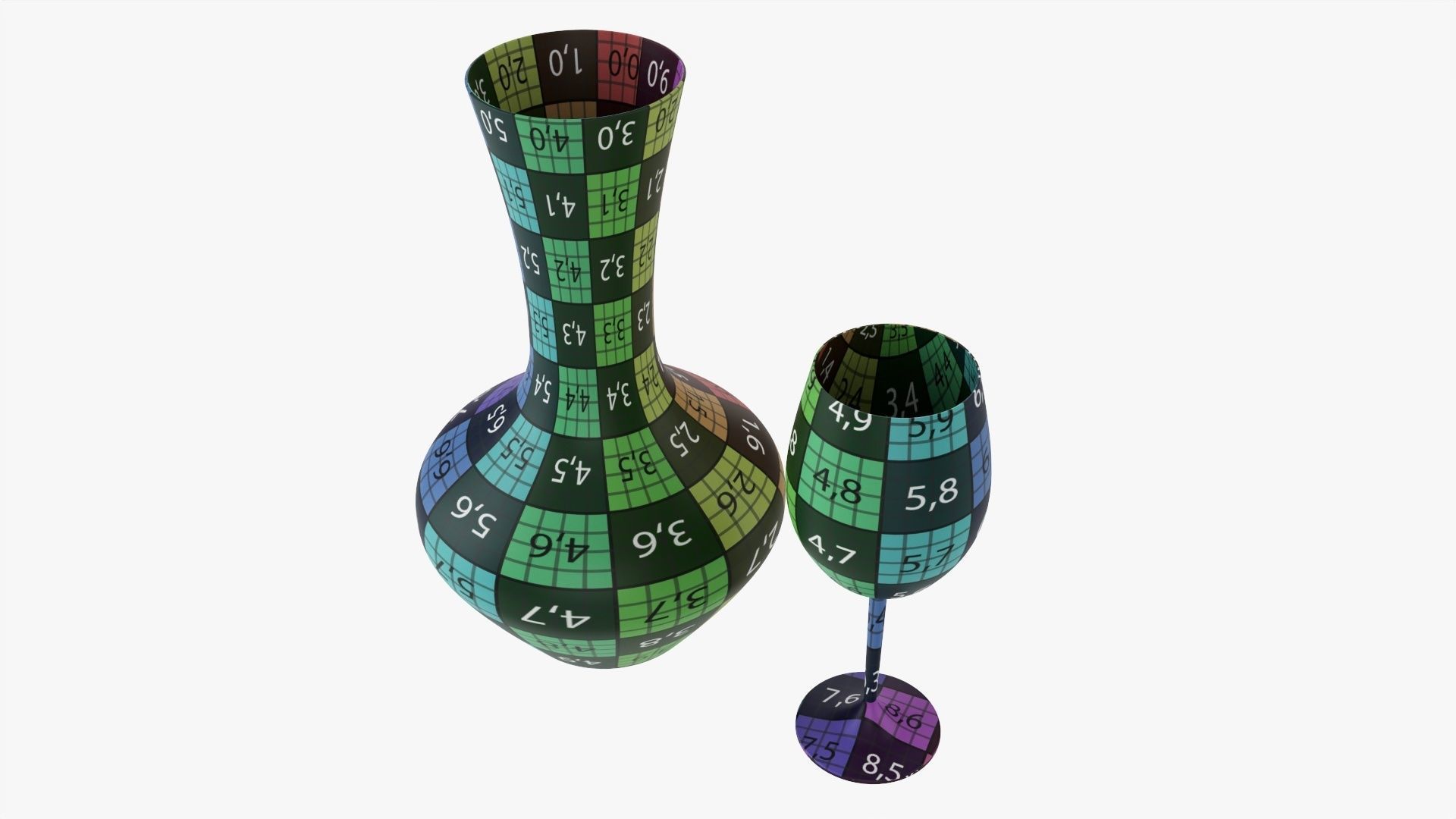 Decanter with wine glass Free 3D model_11