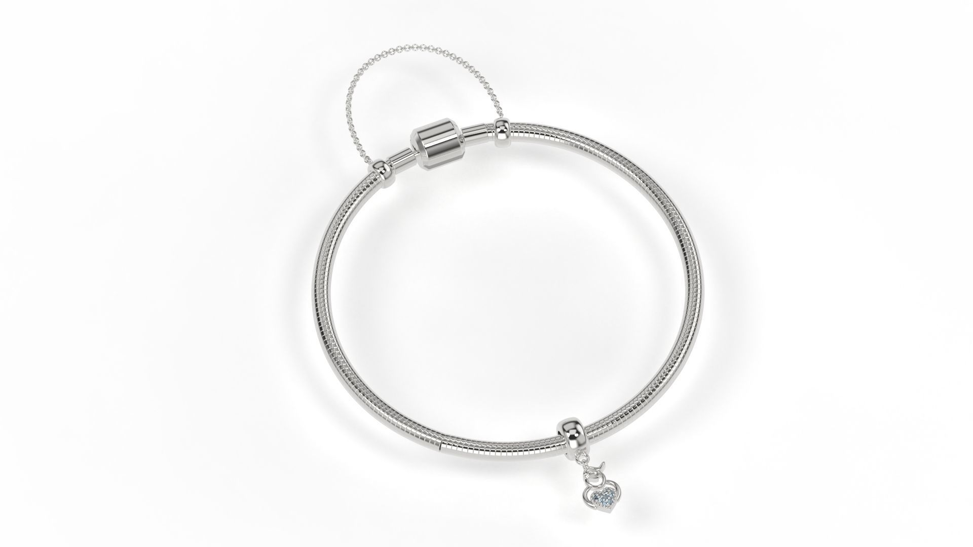 Boy Heart Charm with Gems 3D print model_4