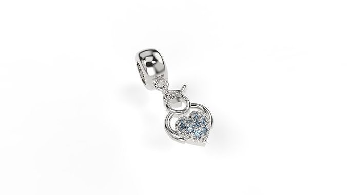 Boy Heart Charm with Gems 3D print model