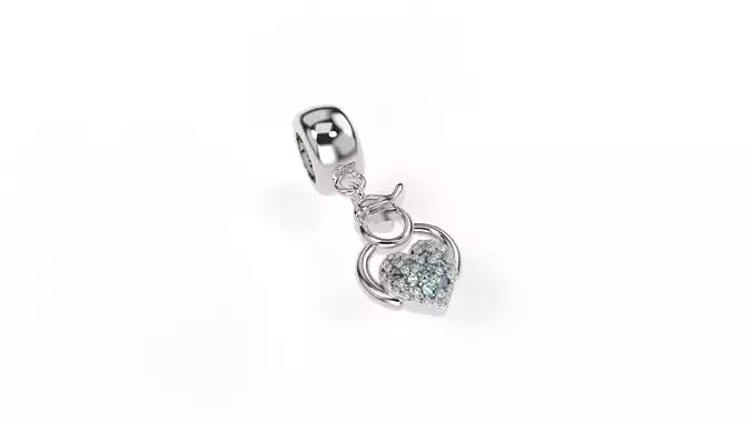 Boy Heart Charm with Gems 3D print model