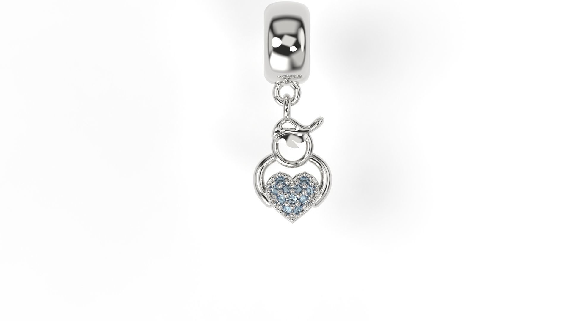 Boy Heart Charm with Gems 3D print model_1