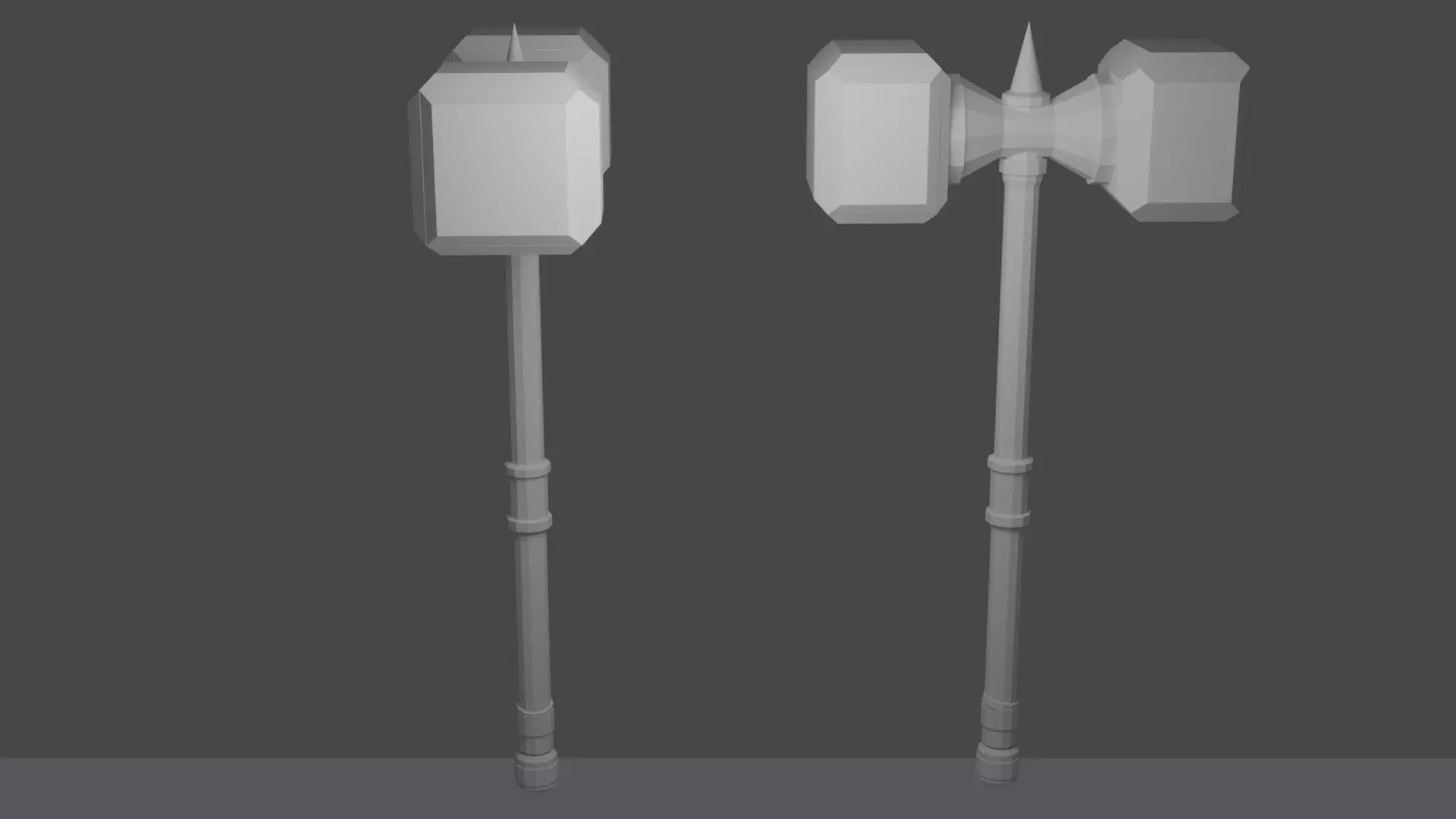 Battle Hammer  Free low-poly 3D model_0