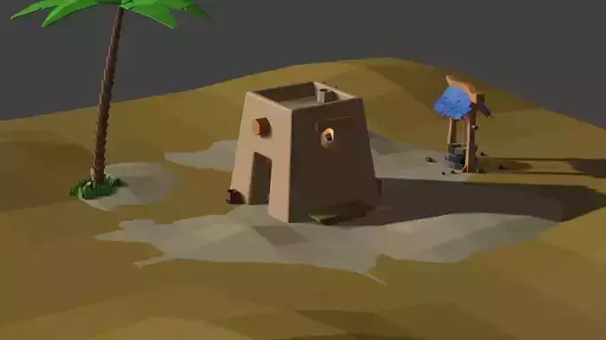 Desert LowPoly 3d model palm tree in