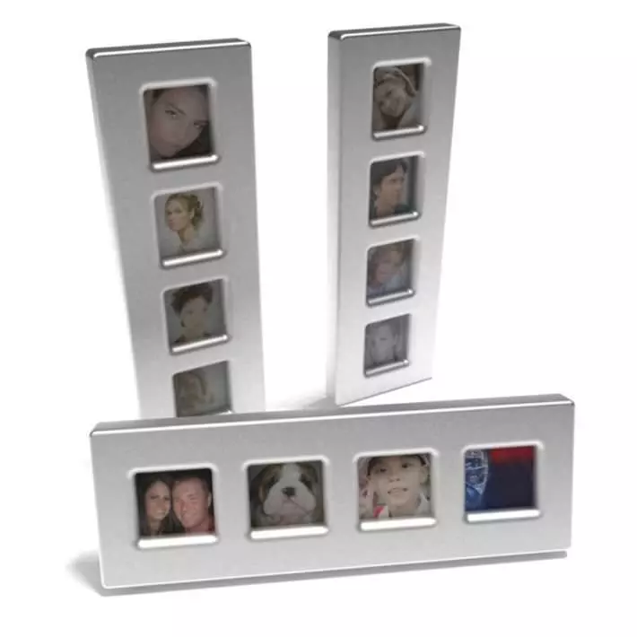 Rectangular Silver Frames For Four Pictures 3D model_0