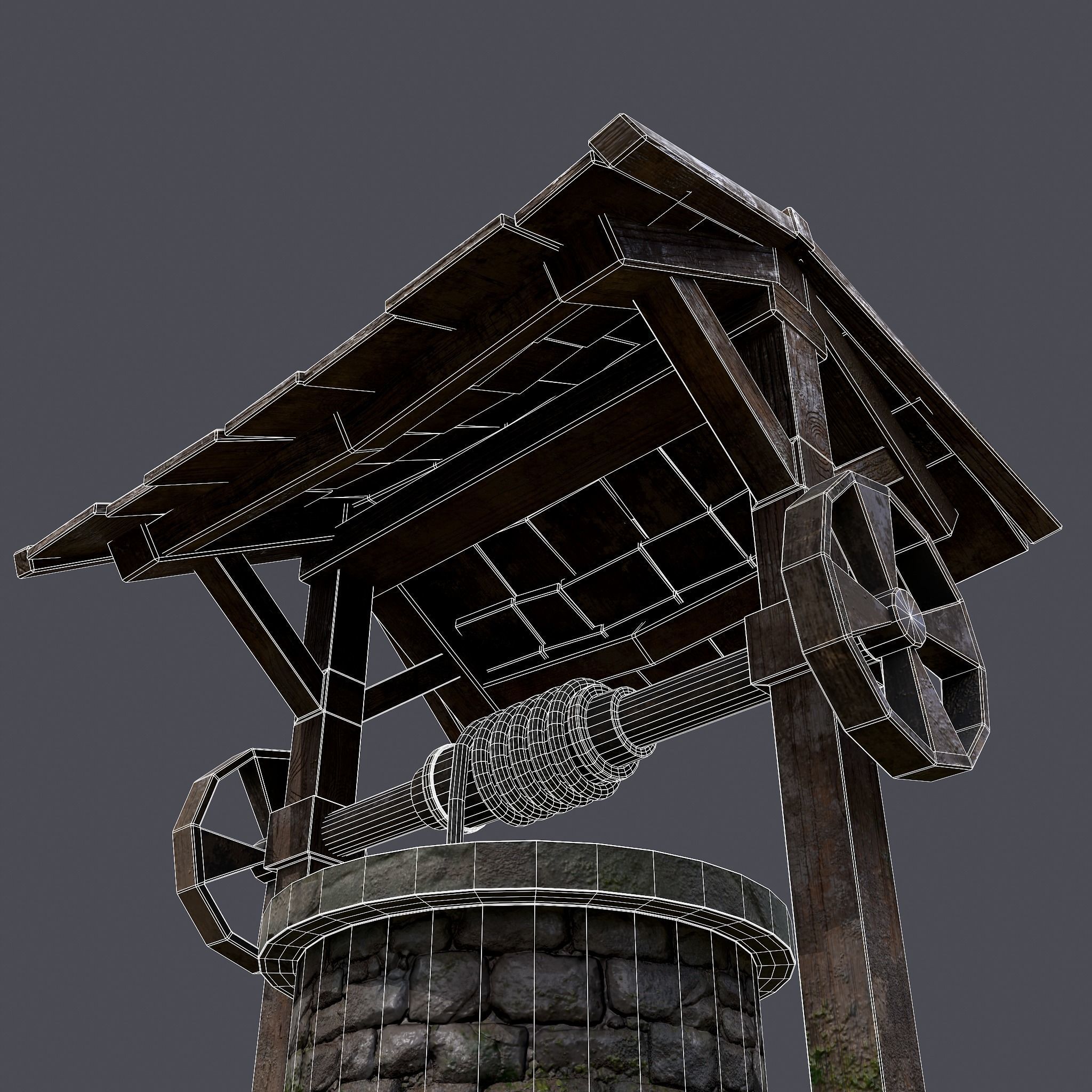 Medieval Water Well  Low-poly 3D model_16