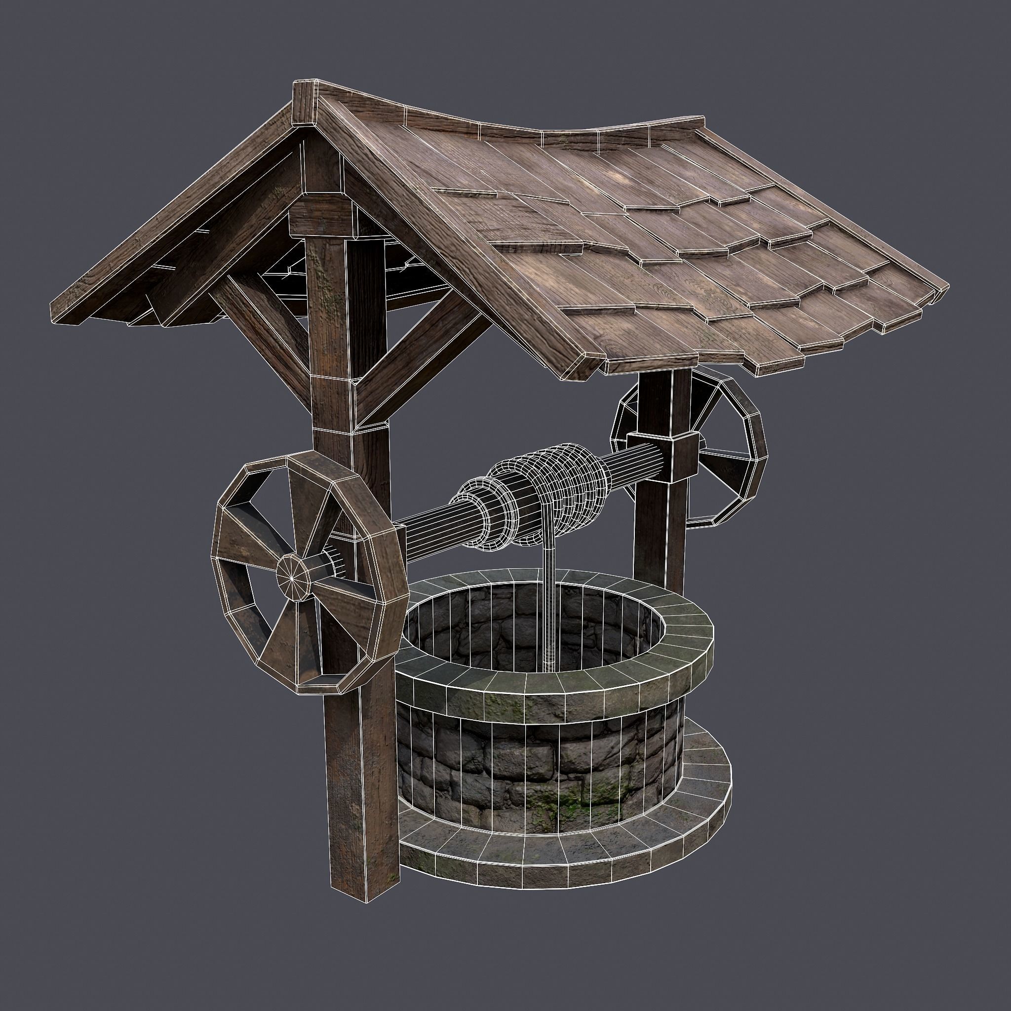 Medieval Water Well  Low-poly 3D model_14