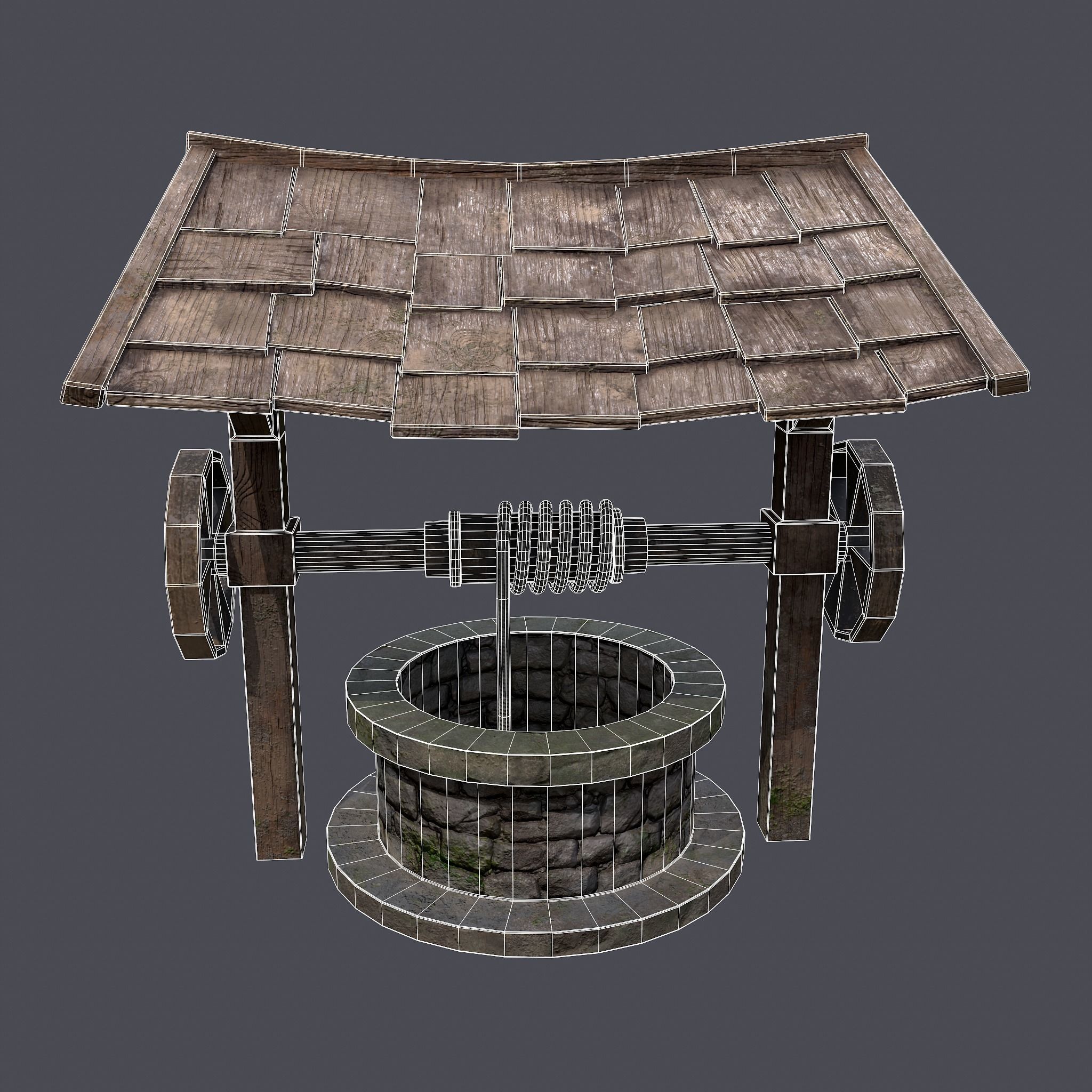 Medieval Water Well  Low-poly 3D model_15