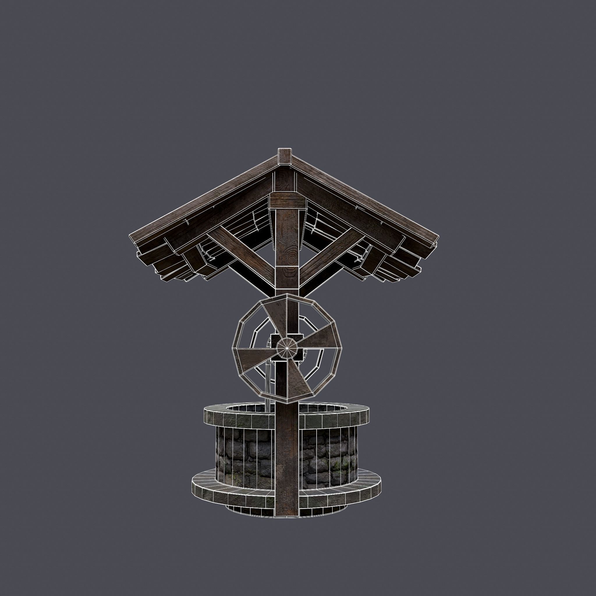 Medieval Water Well  Low-poly 3D model_20