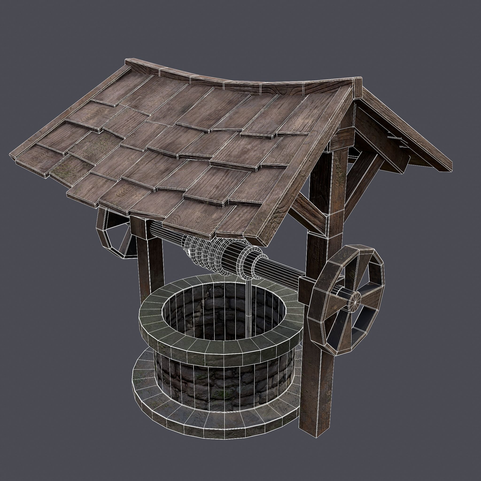 Medieval Water Well  Low-poly 3D model_12