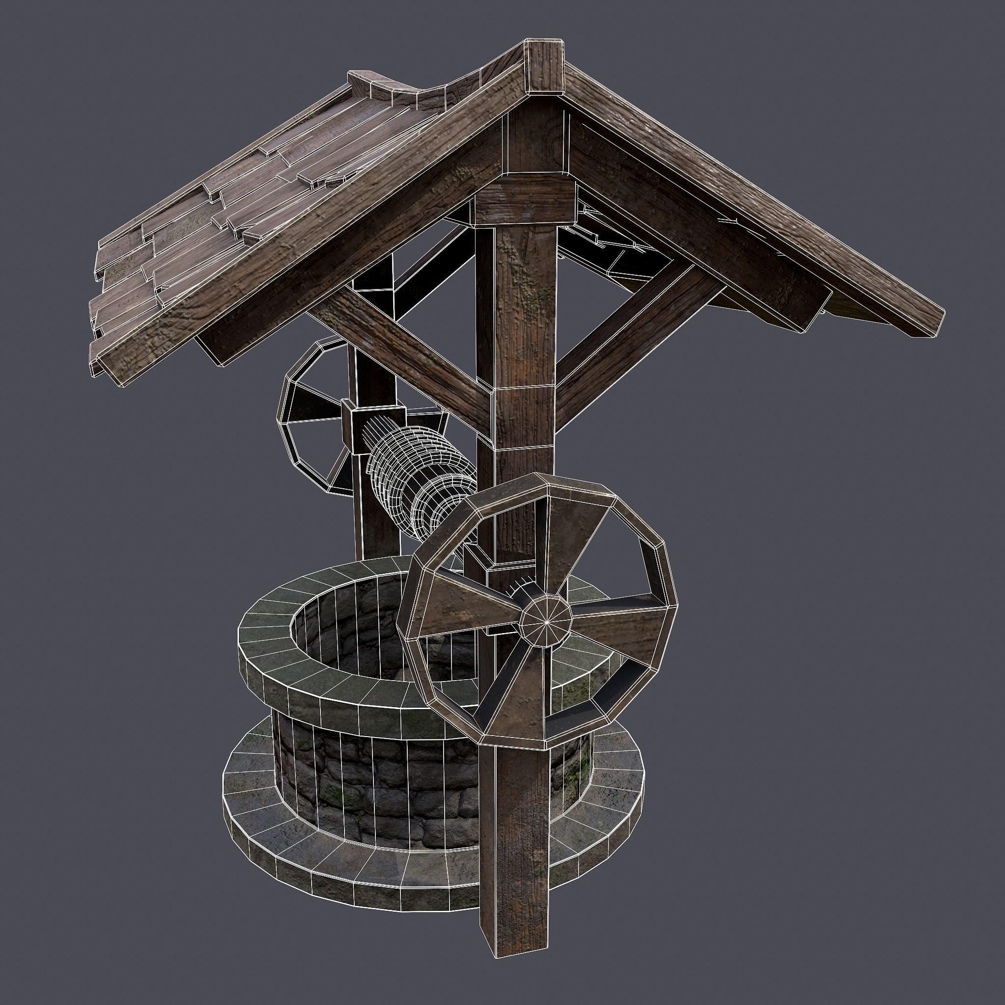 Medieval Water Well  Low-poly 3D model_13
