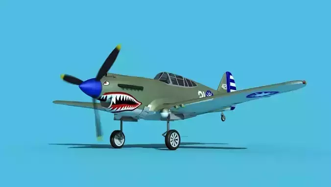 Curtiss P-40B Tomahawk V07 China Flying Tigers 3D model