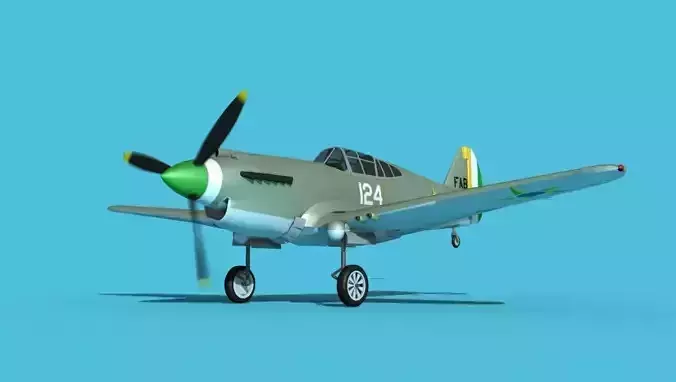 Curtiss P-40B Tomahawk V08 Brazil 3D model
