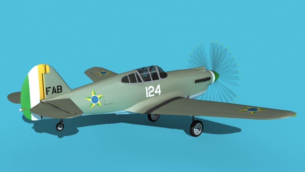 Curtiss P-40B Tomahawk V08 Brazil 3D model_5