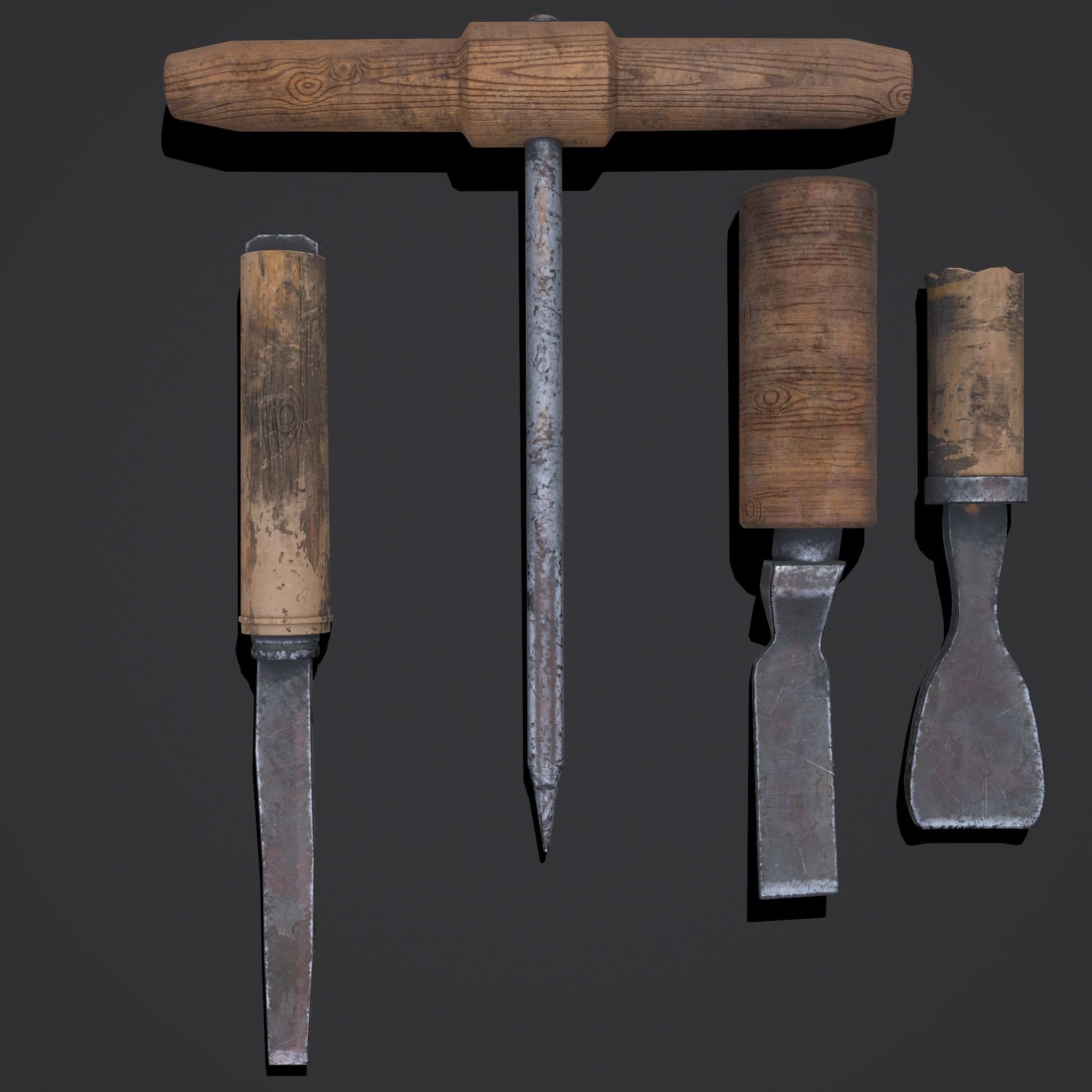 Carpenter Hand Tools Low-poly 3D model_10