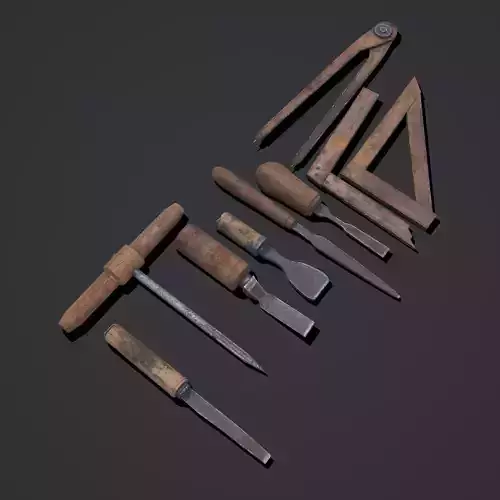 Carpenter Hand Tools Low-poly 3D model