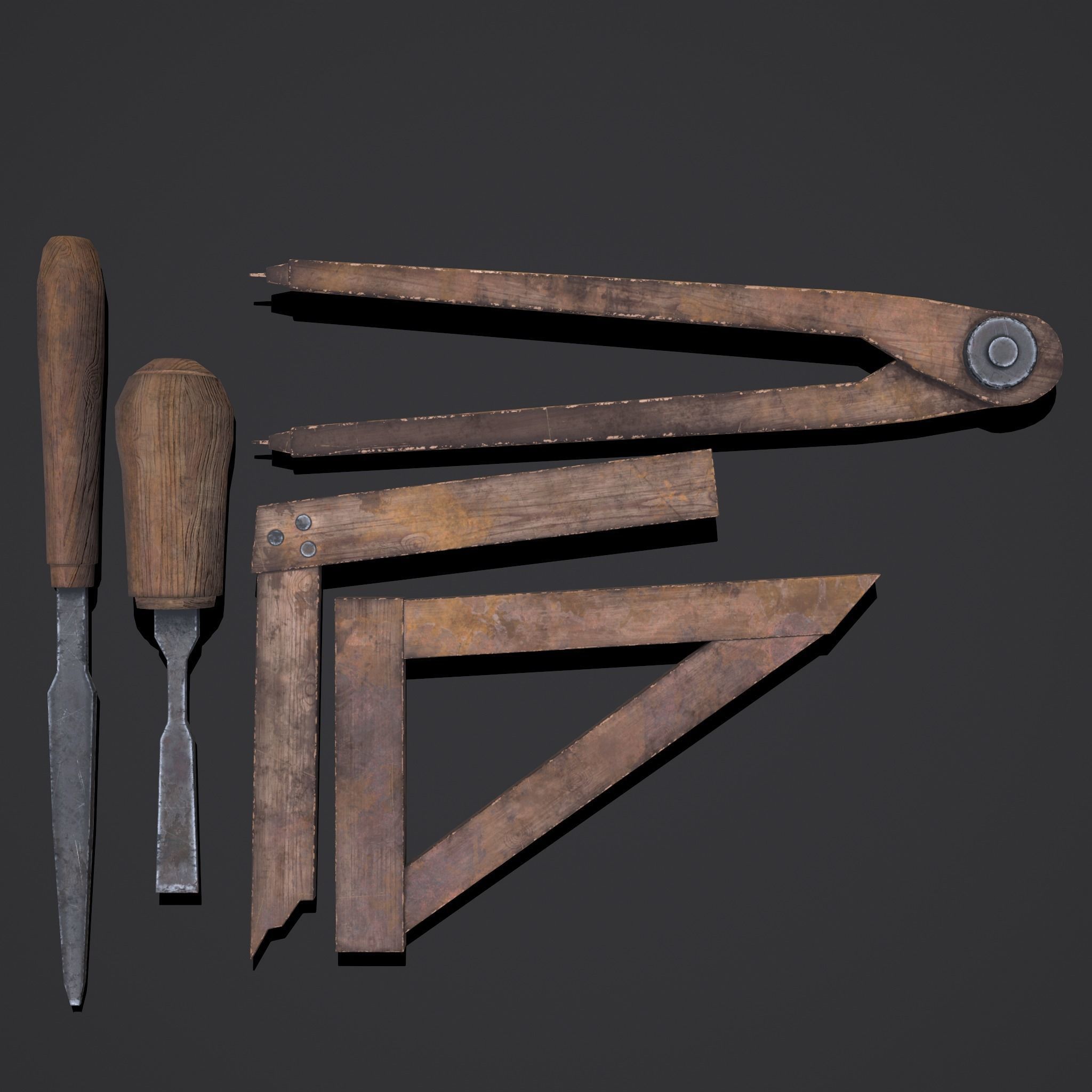 Carpenter Hand Tools Low-poly 3D model_9