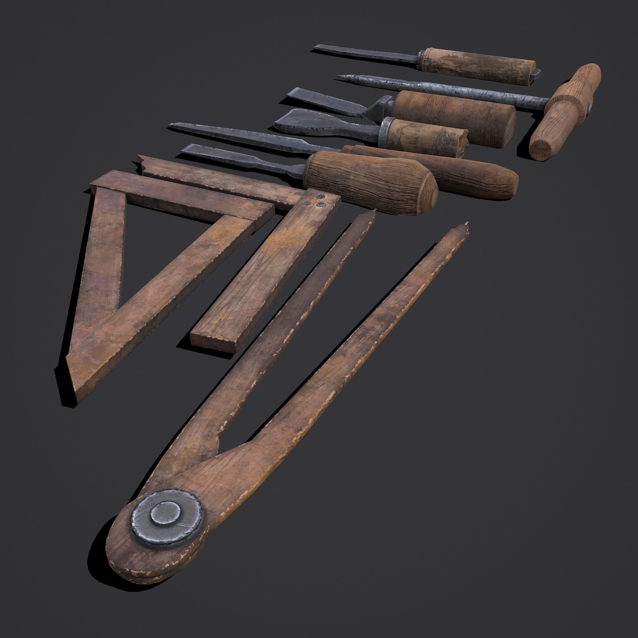 Carpenter Hand Tools Low-poly 3D model_8