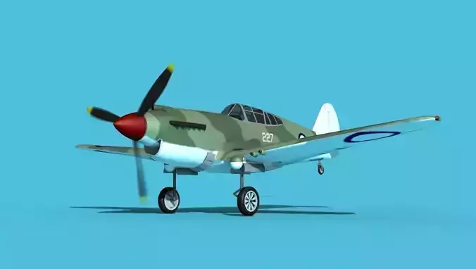 Curtiss P-40B Tomahawk V09 New Zealand 3D model