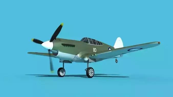 Curtiss P-40B Tomahawk V10 New Zealand 3D model