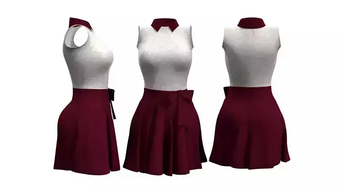Little Maroon And White Outfit