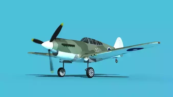 Curtiss P-40B Tomahawk V12 Australia 3D model