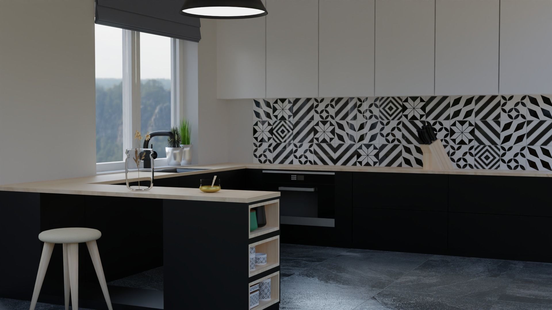 Kitchen Low-poly 3D model_1