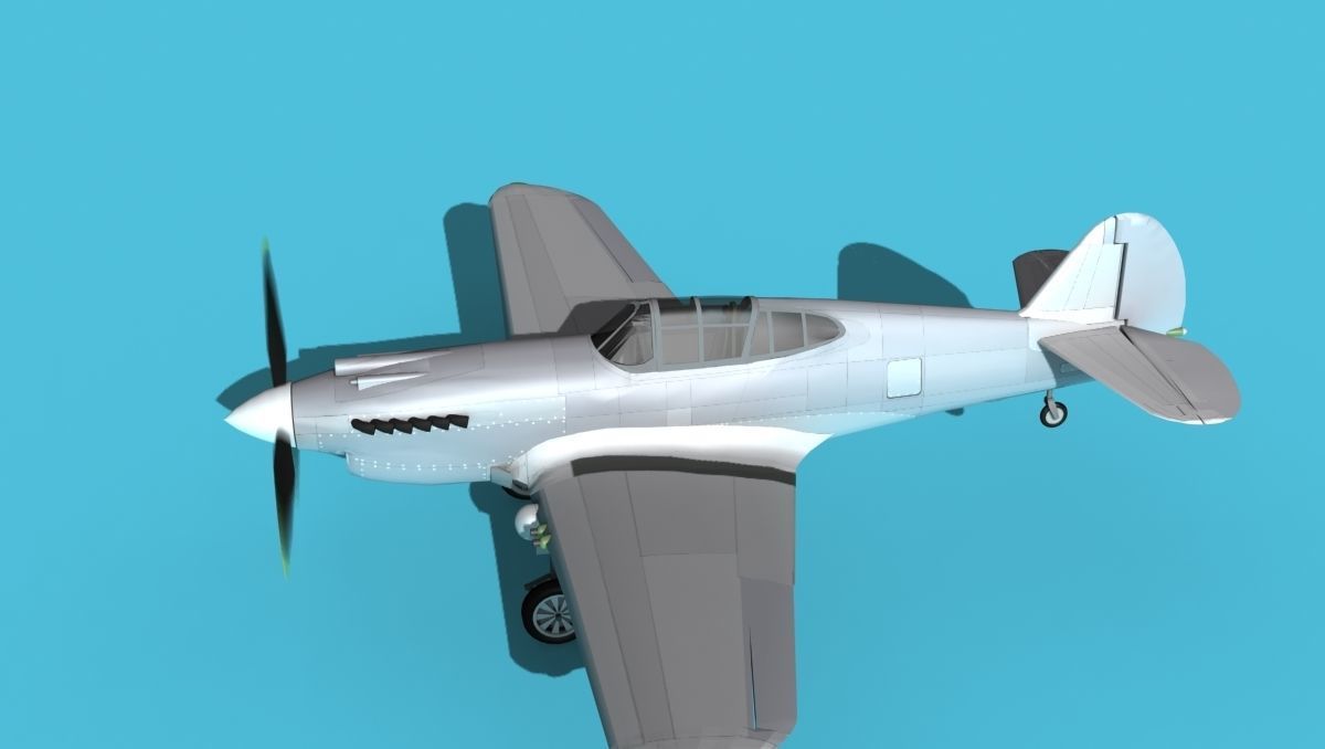 Curtiss P-40B Warhawk Bare Metal 3D model_9