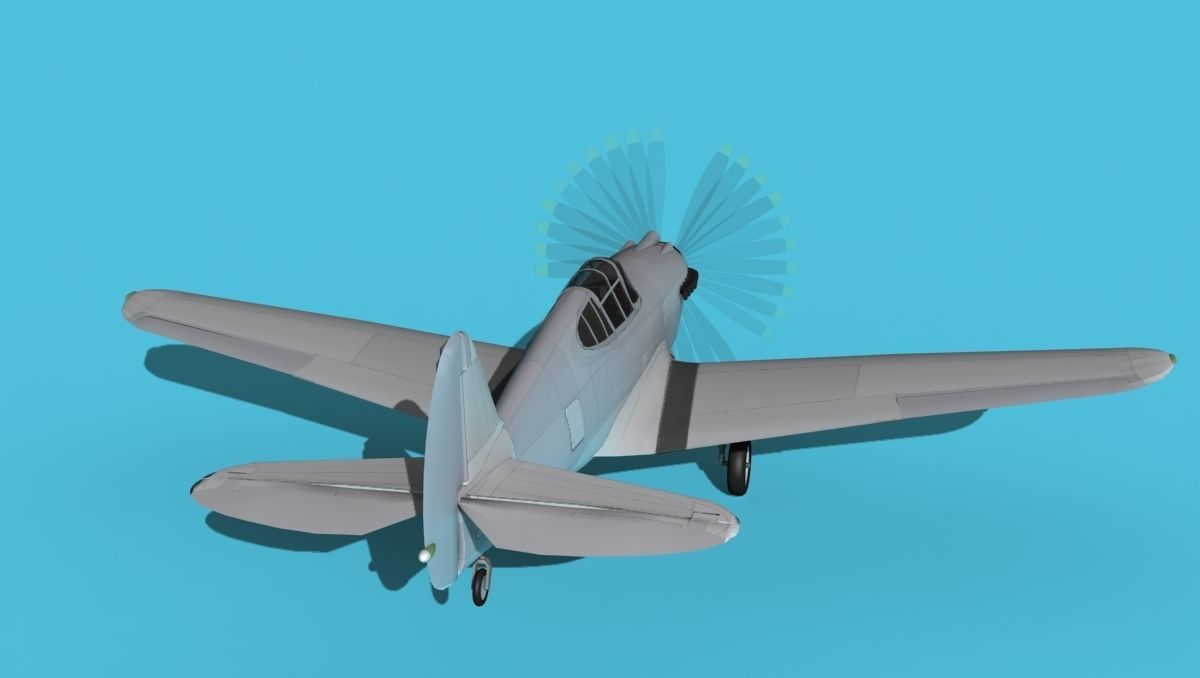 Curtiss P-40B Warhawk Bare Metal 3D model_6