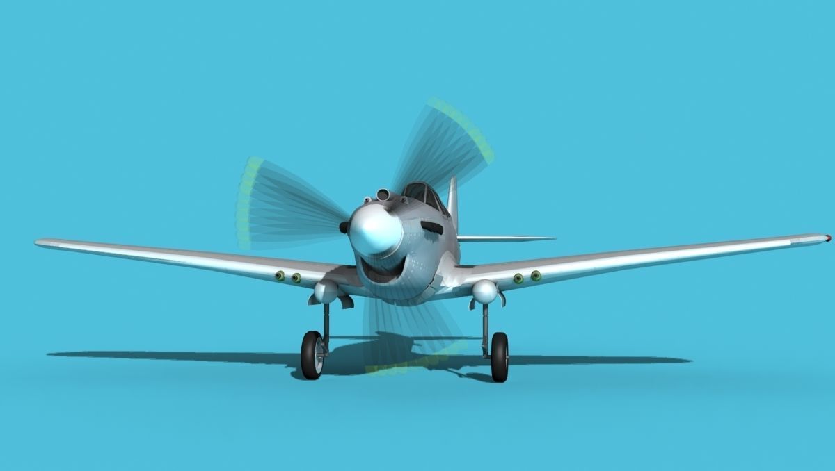 Curtiss P-40B Warhawk Bare Metal 3D model_1