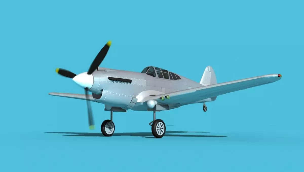 Curtiss P-40B Warhawk Bare Metal 3D model_0